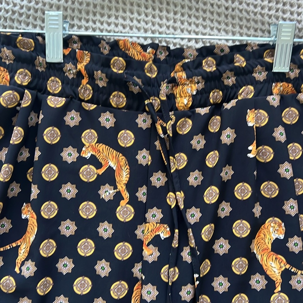 Zara Basic Black And Gold Patterned Pants - image 2